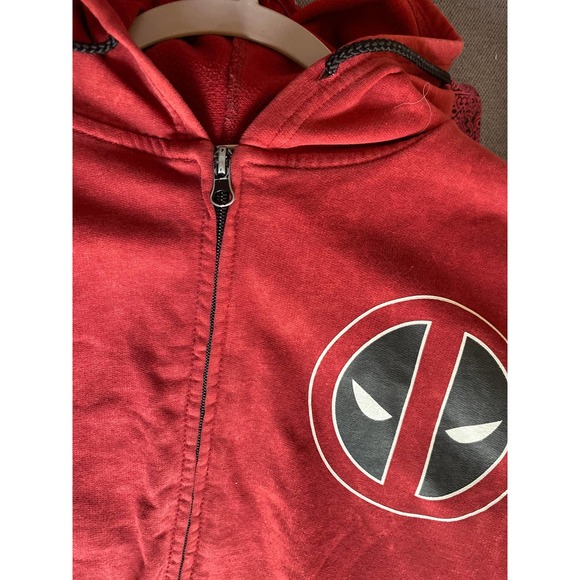 Marvel Deadpool unisex full zip hoodie sweatshirt size medium red DEADPOOL sleev - Picture 6 of 13